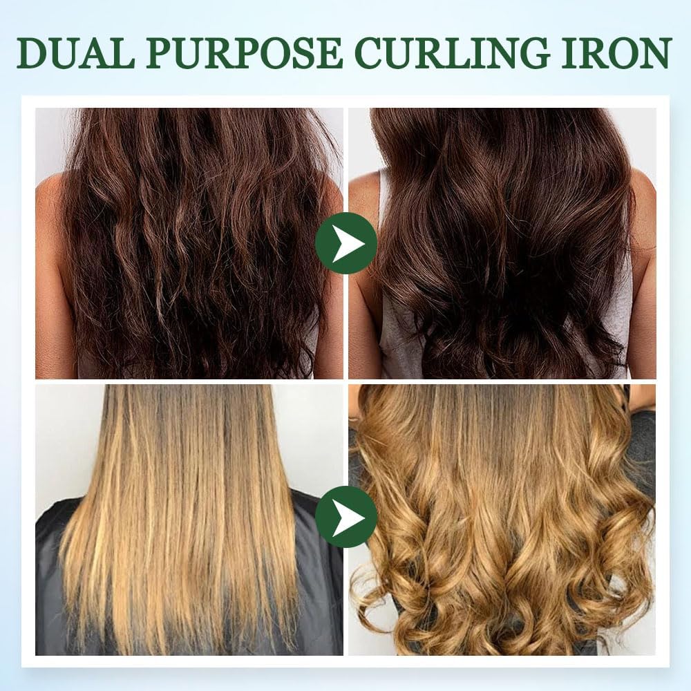 2025 New Mini Dual-Purpose Curling Iron, 2-in-1 Curling Wand Flat Iron Hair Straightener, Travel Curling Iron for All Hair Types (Light Purple)