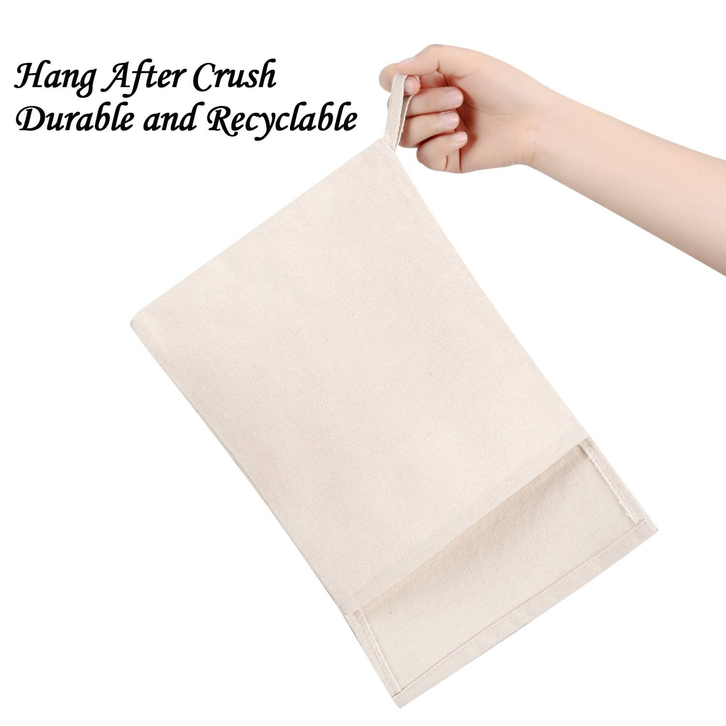 Boao 4 Pcs Canvas Lewis Ice Crusher Bag Reusable Crushed Ice Packs 13.5 x 8.5 inches Professional Bartender Kit for Home Party Bar Kitchen