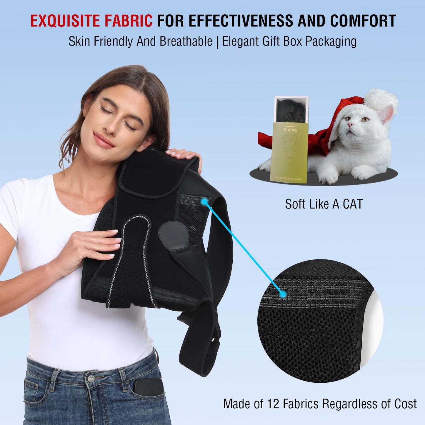 Enthra Back Brace Posture Corrector for Women and Men with Spine Vertical Alignment System, Lower Back Pain Relief, Back Straighter Instant Posture Corrector - Scoliosis (Black, Medium (Waist 32"-40"))