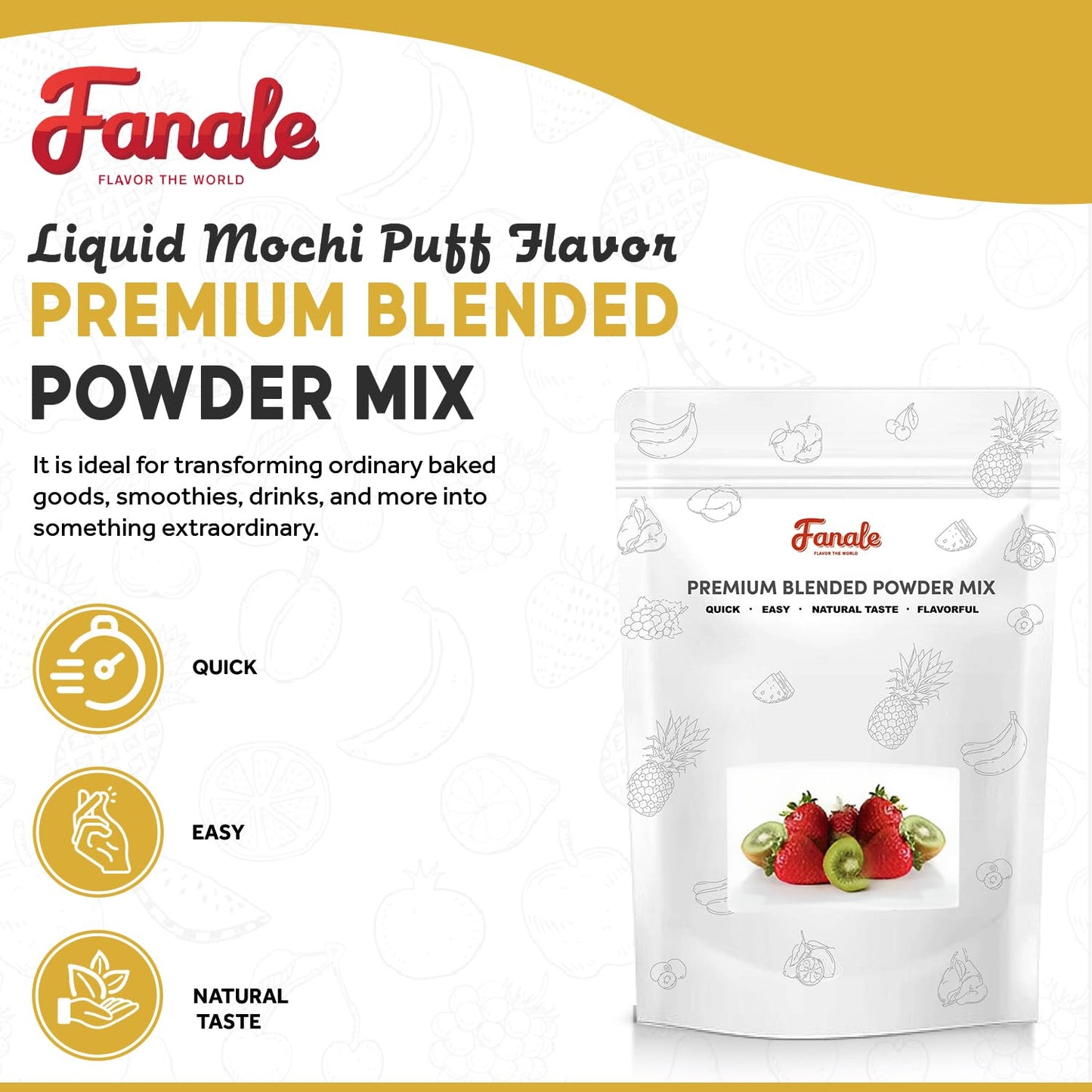 Fanale Premium Mochi puff Bubble Tea Flavoring Powder | Perfect for Baking, Smoothies, Desserts and Drinks | Instant Flavoring Powder for Boba Milk Tea - 2.2 Pounds (Pack of 1)