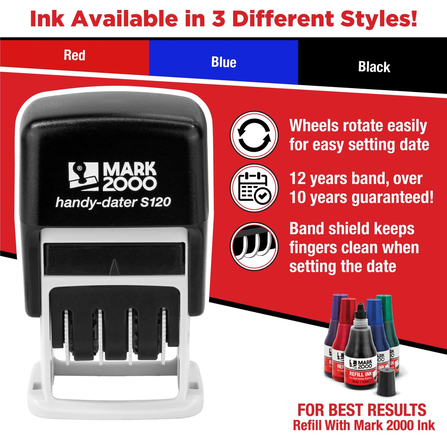 Mark 2000 - S120 Self-Inking Date Stamp - Black Color