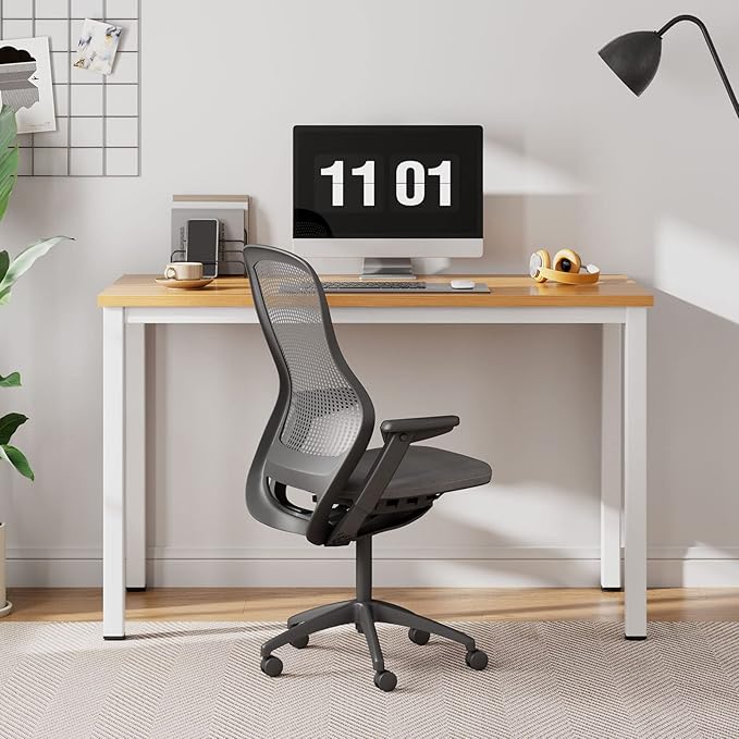Need Computer Desk 39.4 inches Computer Table Writing Desk Workstation Office Desk, Teak White