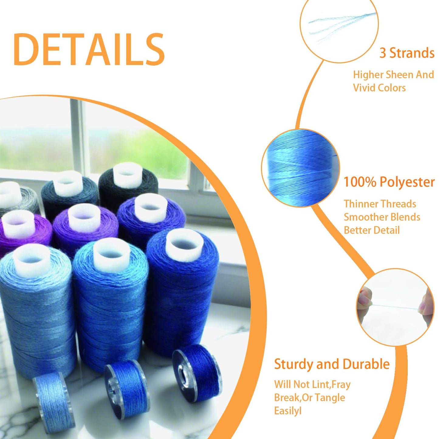 Renashed 72Pcs Bobbins Sewing Threads Kit, 36 Colors Spools 360Yards per Polyester Thread, 36 Colors Prewound Bobbin with Case for Hand Machine Sewing
