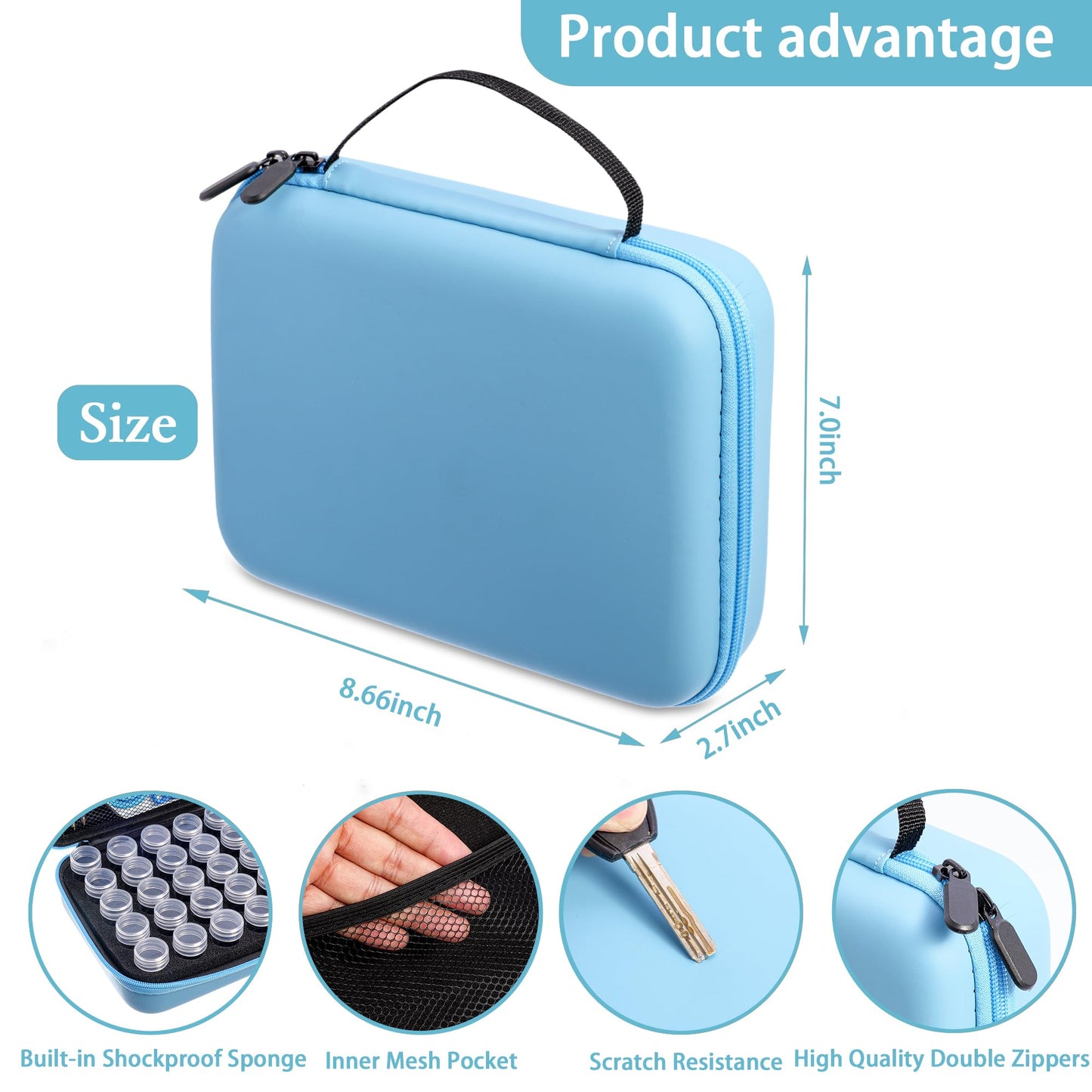 LYMUSUMI Diamond Art Storage 30 SlotsContainers for Adults Portable Bead Storage Boxes for Diamond Painting Accessories and Tools Blue