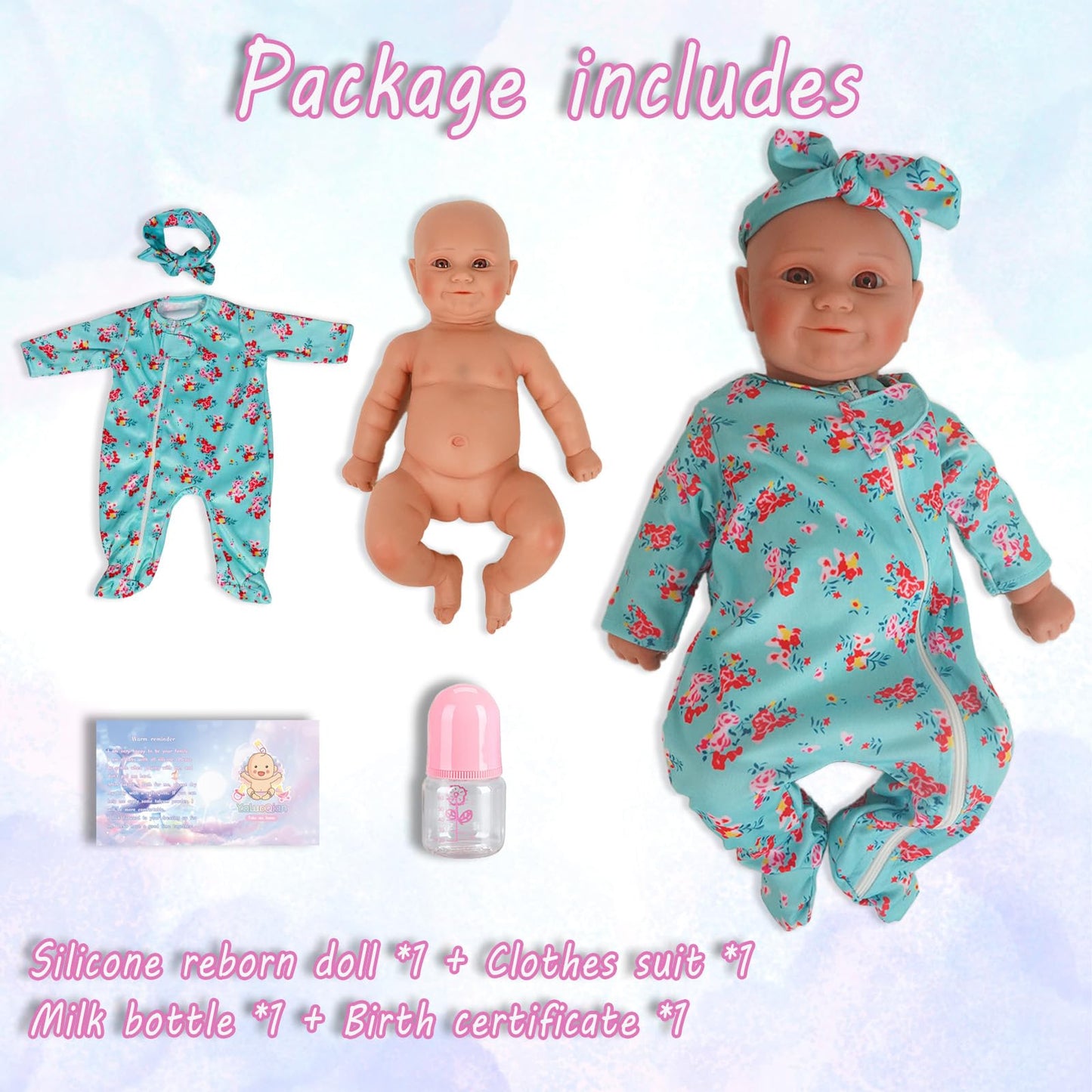 YaLuoQian Silicone Reborn Baby Dolls 1:1 Silicone Smile Doll Realistic Reborn Baby Dolls