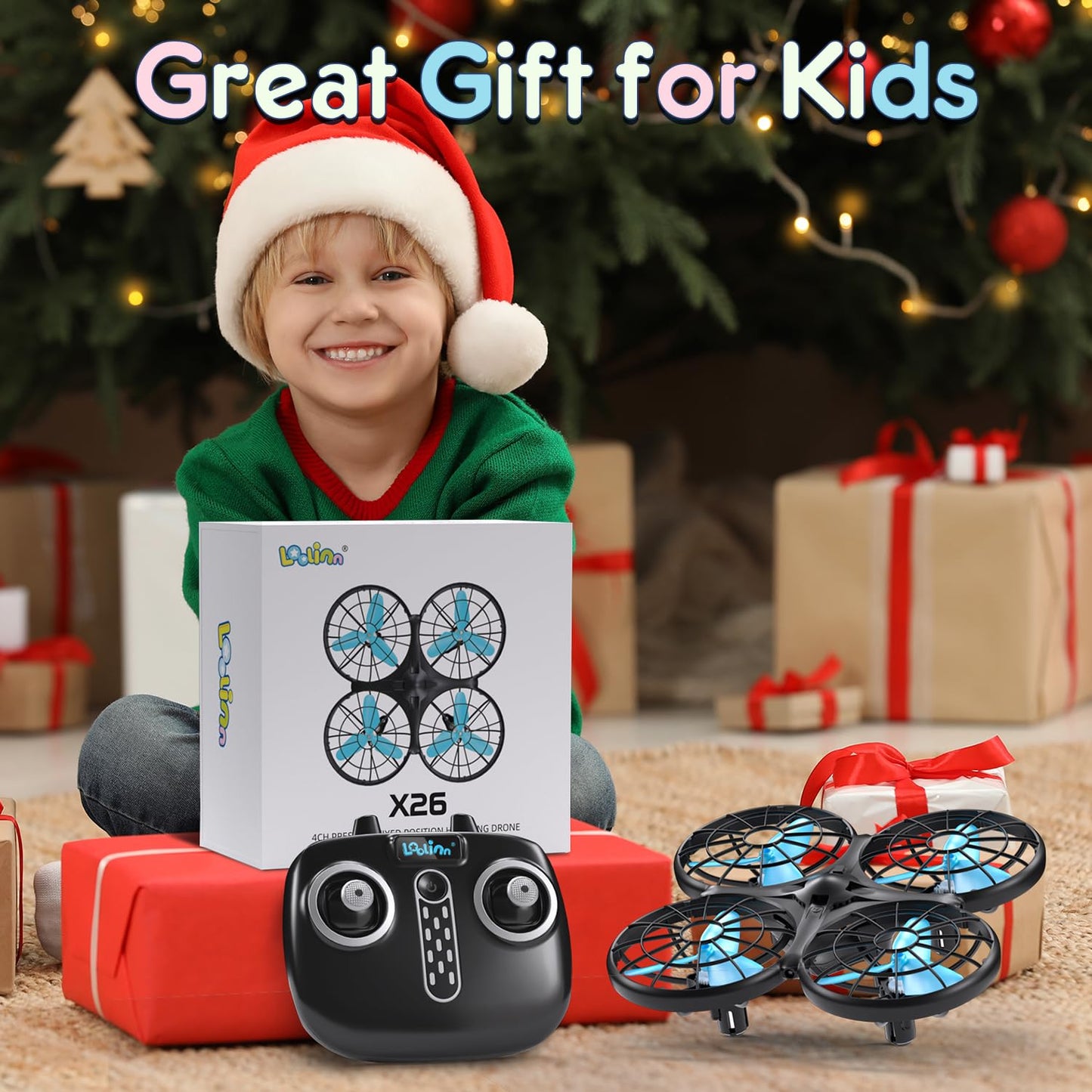 Loolinn | Drones for Kids Gift - Mini Drone, RC Drone with Auto Anti-Collision Technology/Safe for Kids/Easy to Fly / 360° Flip/Hand-Controlled Mode (Gift for Boys and Girls)