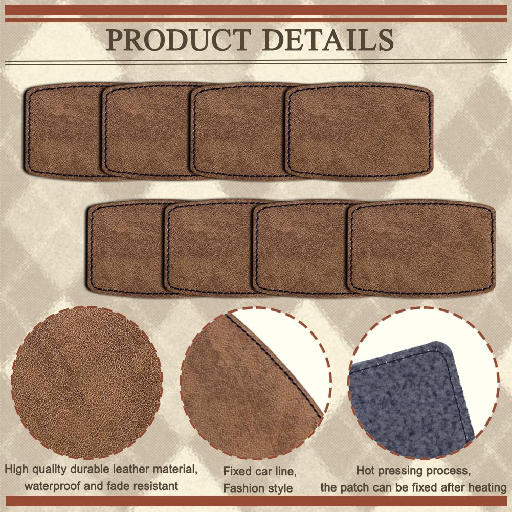 Bestlabel 60PCS Blank Hat Patches Laserable Square Rustic Leatherette Patch Adhesive Faux Leather Patches Blanks for Hats Fabric Custom Repair Sew Laser, 3*2 Inch