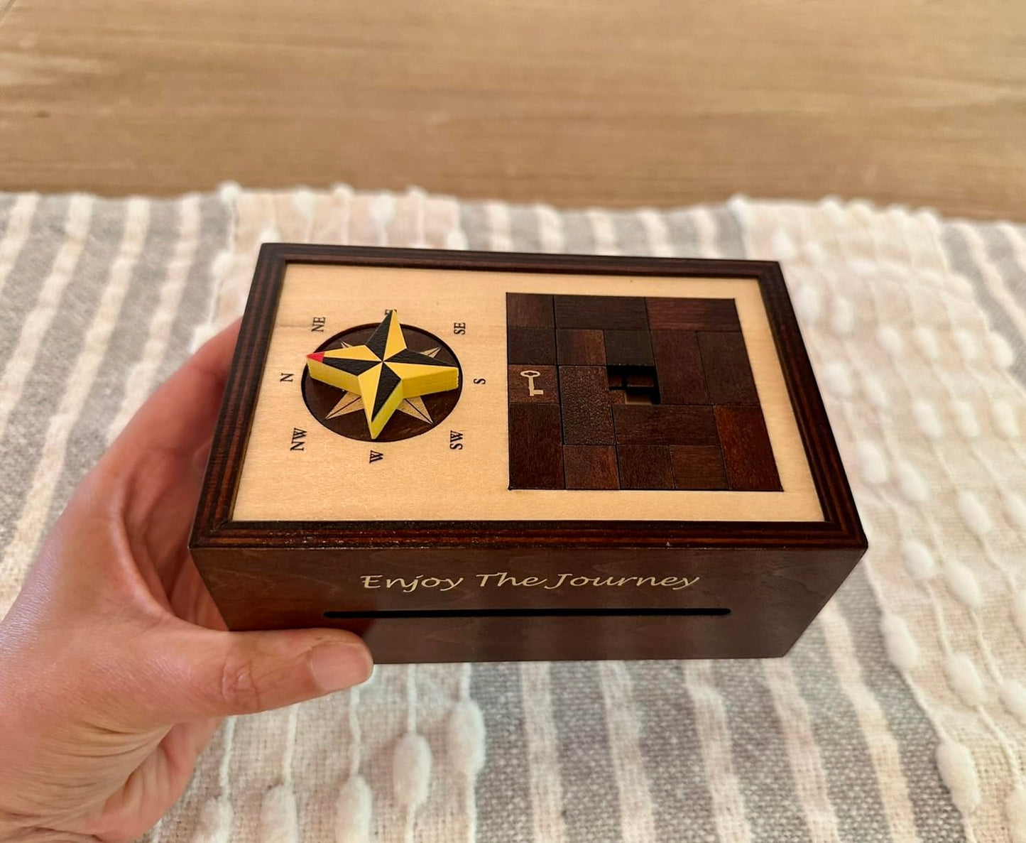 Navigation Enigma Secret Puzzle Box Money and Gift Card Holder in a Wood IQ Escape challenging Lock Box with Hidden Compartments Brainteaser
