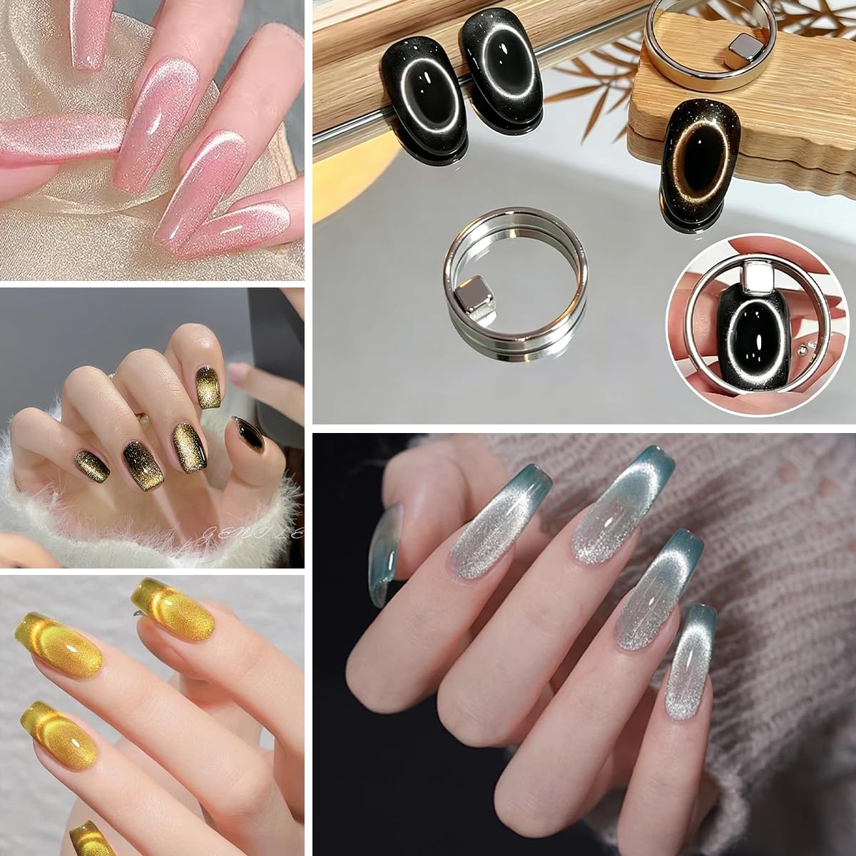 Cat Eye Nail Magnet Tool Set – Ring-Shaped & Y-Shape Magnets for Gel Polish, Hollow Design for Wide Beam, Heart & French Effects, Portable Nail Art Tool for DIY & Salon Use (2 Pack)