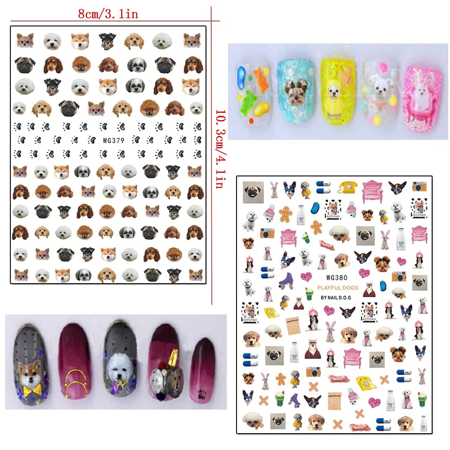 8 Sheets Animal Nail Art Stickers with 9 Sheets Thanksgiving Nail Art Stickers