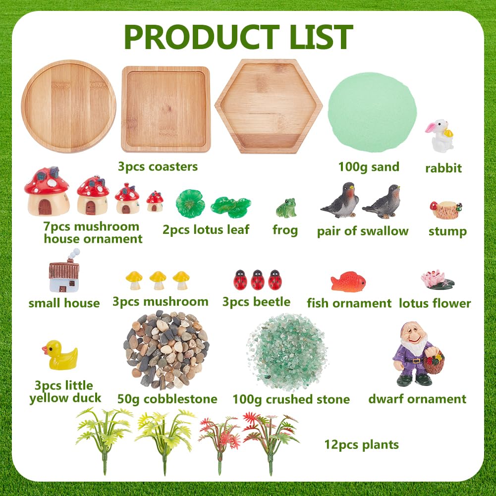 WEBEEDY 3 Sets Miniature Mushroom Zen Garden Kit Sand Craft Kit Ocean Beach Sandbox Decorations Mini Zen Garden Accessories for Home Office Desktop Decor Unique Gift