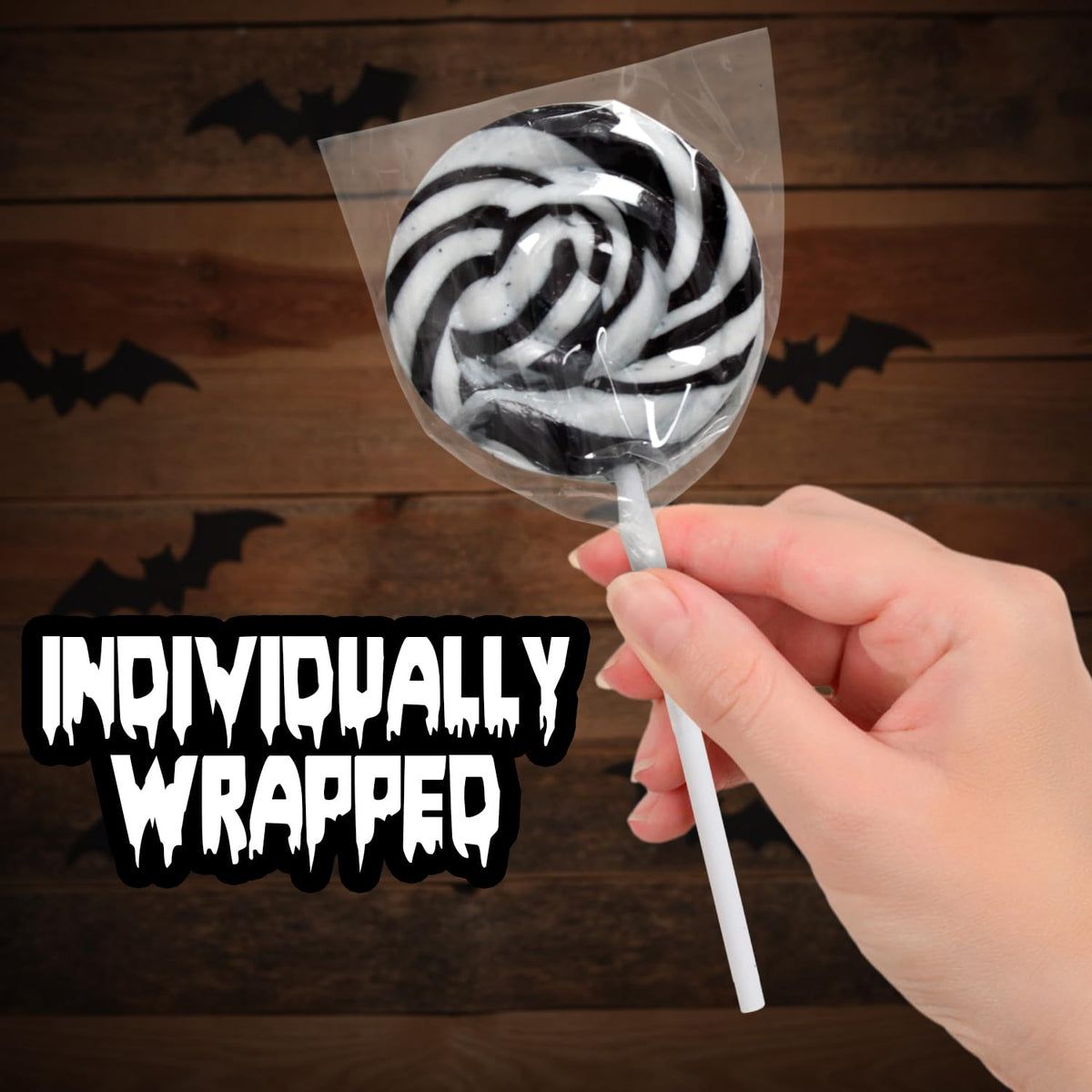Black and White Halloween Lollipops, 50 Pieces of swirl Lollipops Individually Wrapped, Perfect Trick or Treat for Kids and Adults, Halloween Candy Individually Wrapped for Sharing at Parties