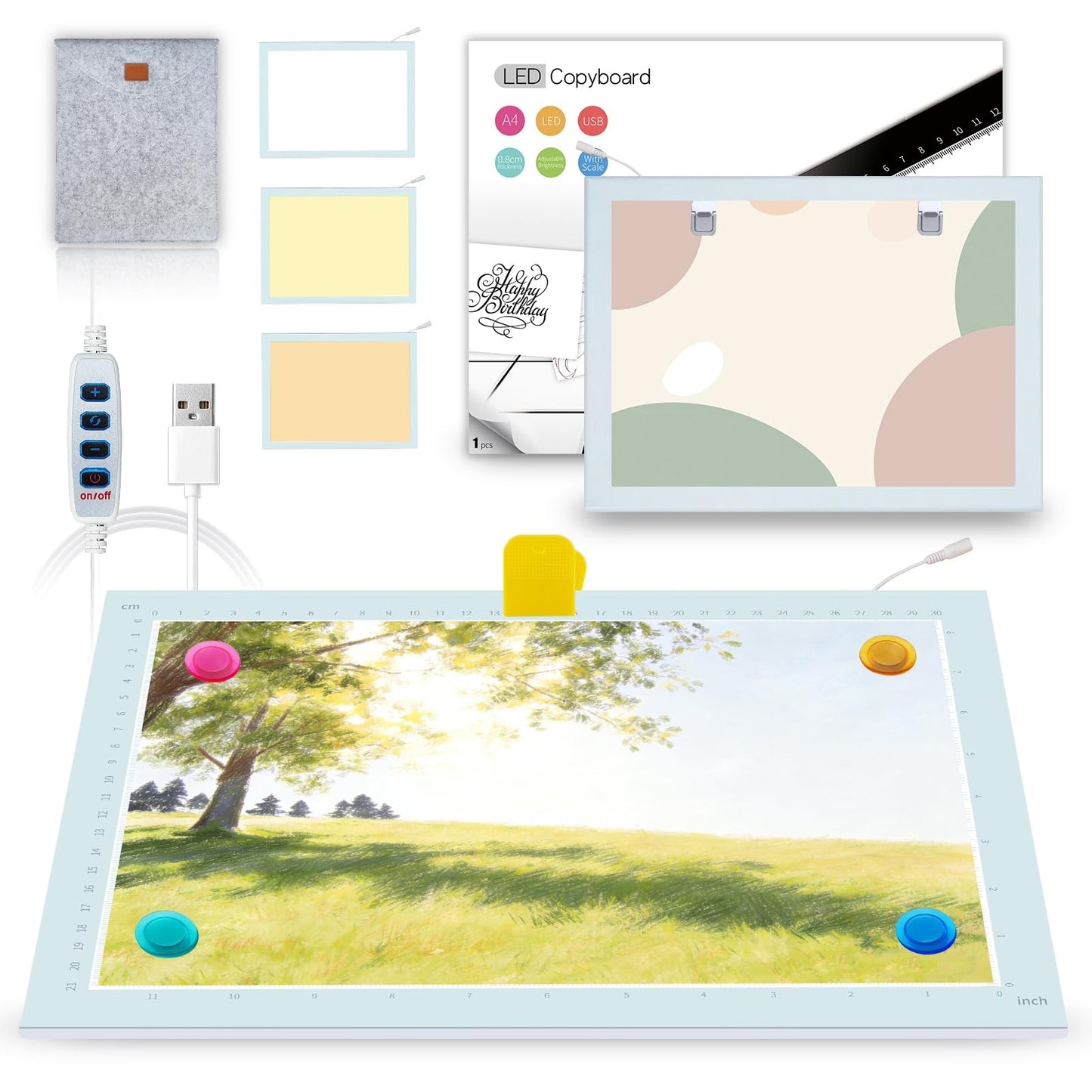 A4 LED Copy Board Light Tracing Box，Trace Light Pad for Tattoo Transferring, Drawing, Streaming, Sketching, Animation, Stenciling，USB LED Light Board for Diamond Painting