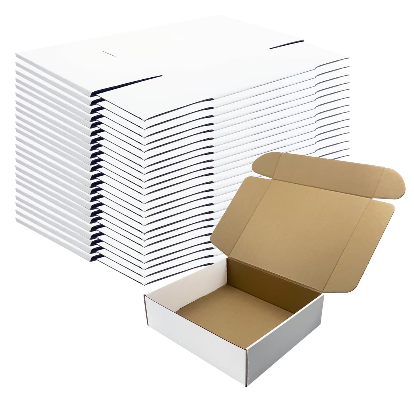 11x9.6x3 Inches White Shipping Boxes Set of 25，Cardboard Boxes Recyclable Corrugated Boxes Mailers for Small Business, Transporting, Packaging Storage Boxes and Craft Gifts Giving Products Box
