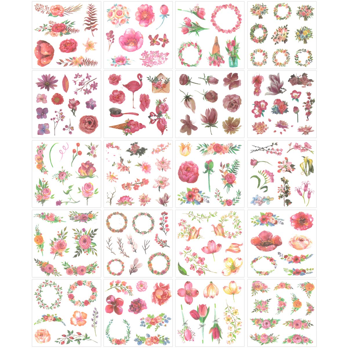 allydrew Washi Scrapbooking Stickers Box Set, Pink Flowers (20 Sheets)