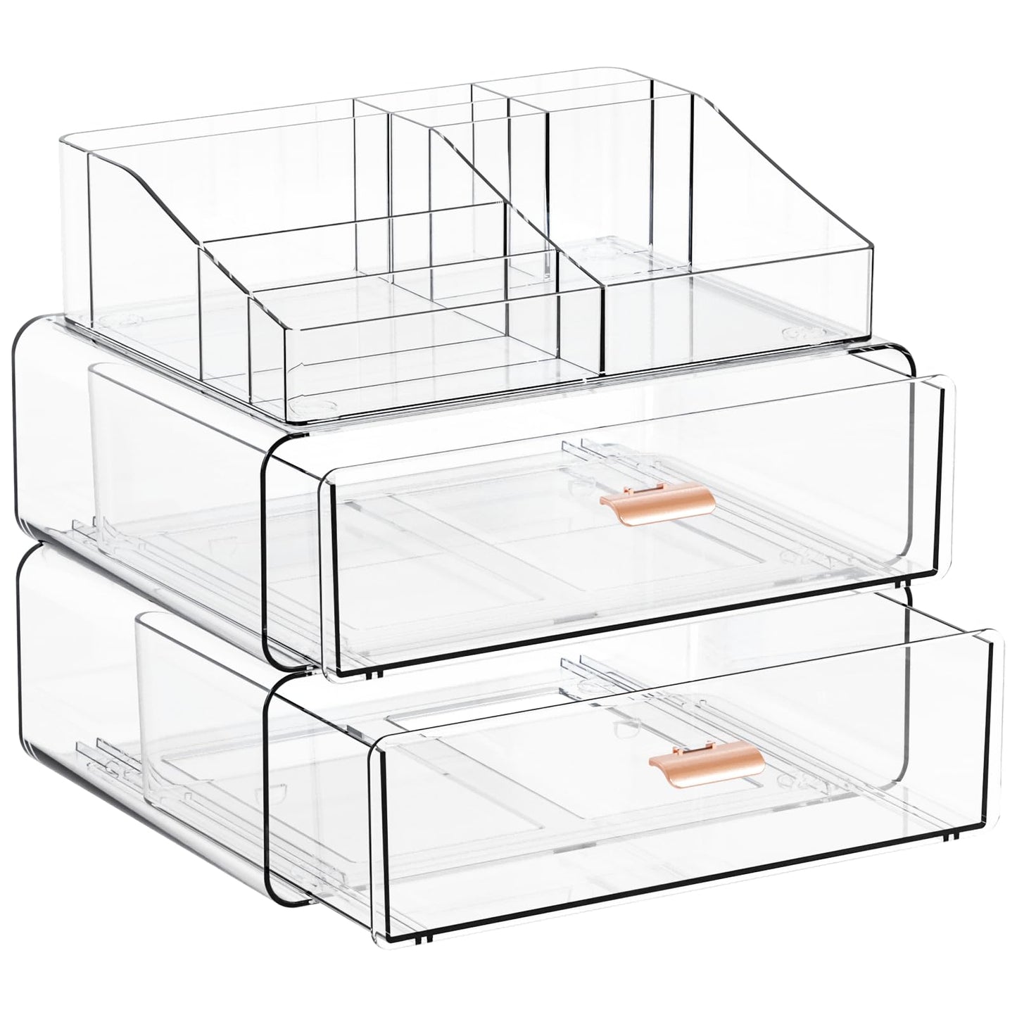 Yieach Clear Acrylic Makeup Organizers Countertop for Dresser,Desk,Bathroom Vanity,3 Tier Stackable Make up Holders and Makeup Cabinet,Tiered Cosmetic Storage and Make up Containers for Palette,Brush