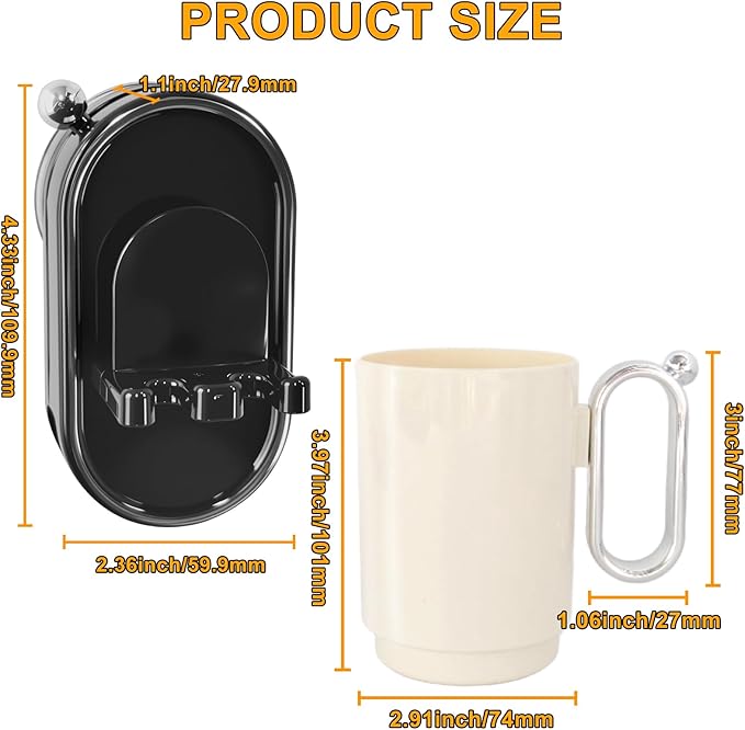 Toothbrush Holder Wall Mounted with Toothpaste Holder & Detachable Cup - Removable Suction Cup in Bathroom Sink, Shower - Space Saving, Ventilation Design for Family, Renters