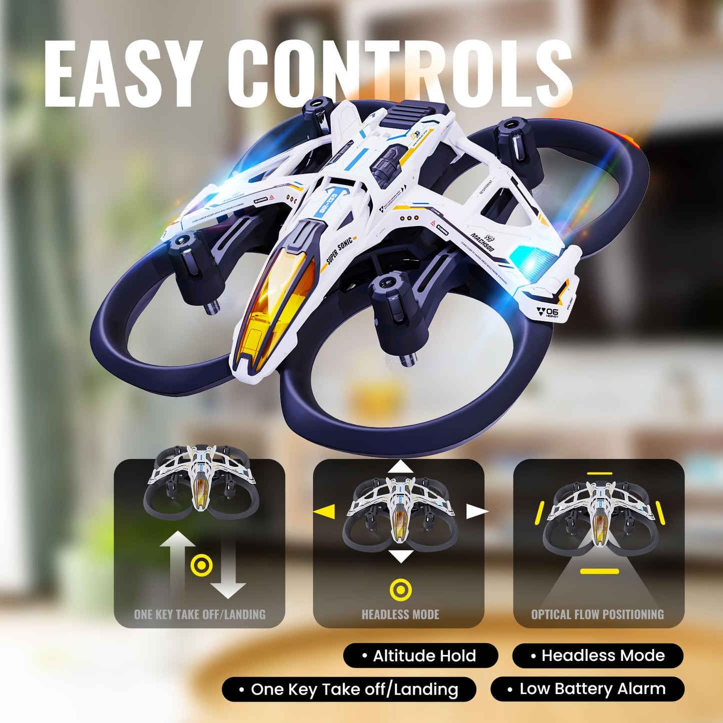 HISINGY MACH 500 Toy Drones for Kids,2 Batteries,High Efficiency Battery Charger(Within 25 mins) and Spare Propellars, Mini Micro Nano Indoor RC Quadcopter for Age 8-12 10-15 12-14