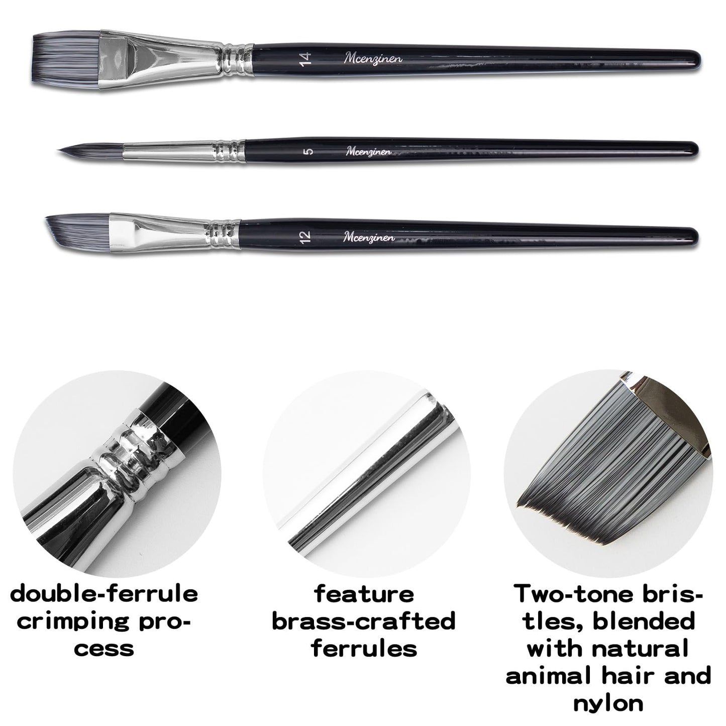 Mcenzinen 20 Pcs Paint Brushes, Professional Acrylic Paint Brush Set Artists Complete Range of Sizes with Palette Knife & Canvas Bag for Acrylic, Oil, Watercolor, Gouache