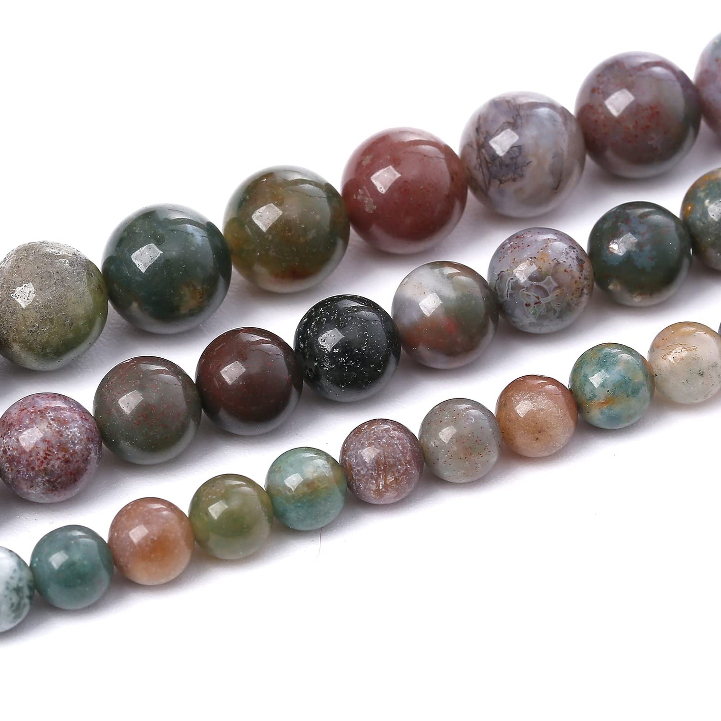 60PCS 6MM Natural Colorful Indian Agate Stone Beads Round Loose Beads for welry Making DIY Bracelet Necklace Accessory 15"