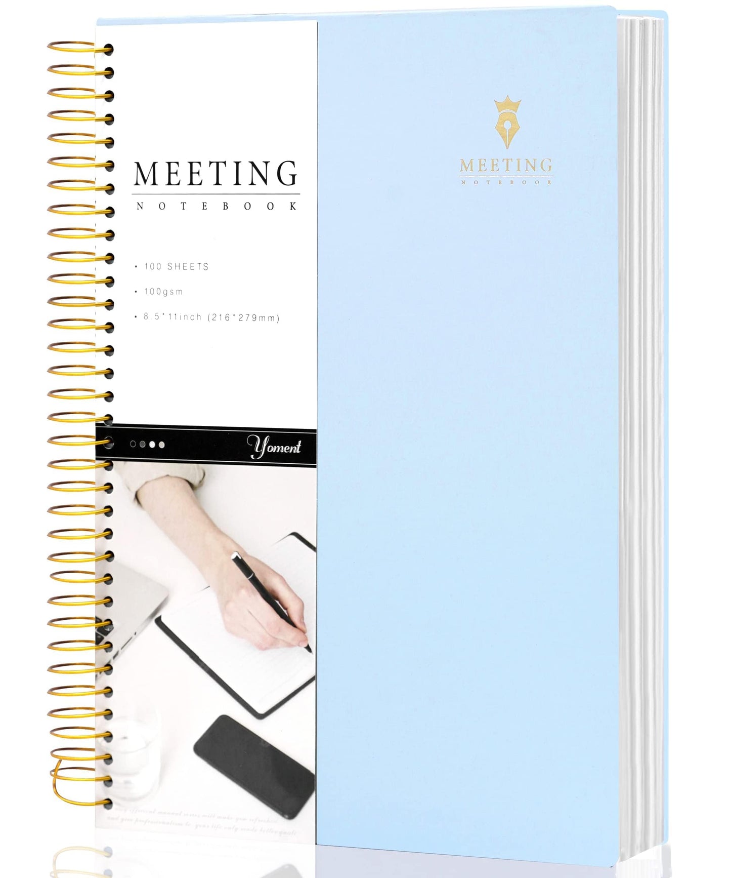 Yoment Meeting Notebook for Work with Action Items 8.5 x 11 Hardcover Professional Notebooks for Work Organizer Planner Business Meeting Notebooks for Note taking,Light Blue