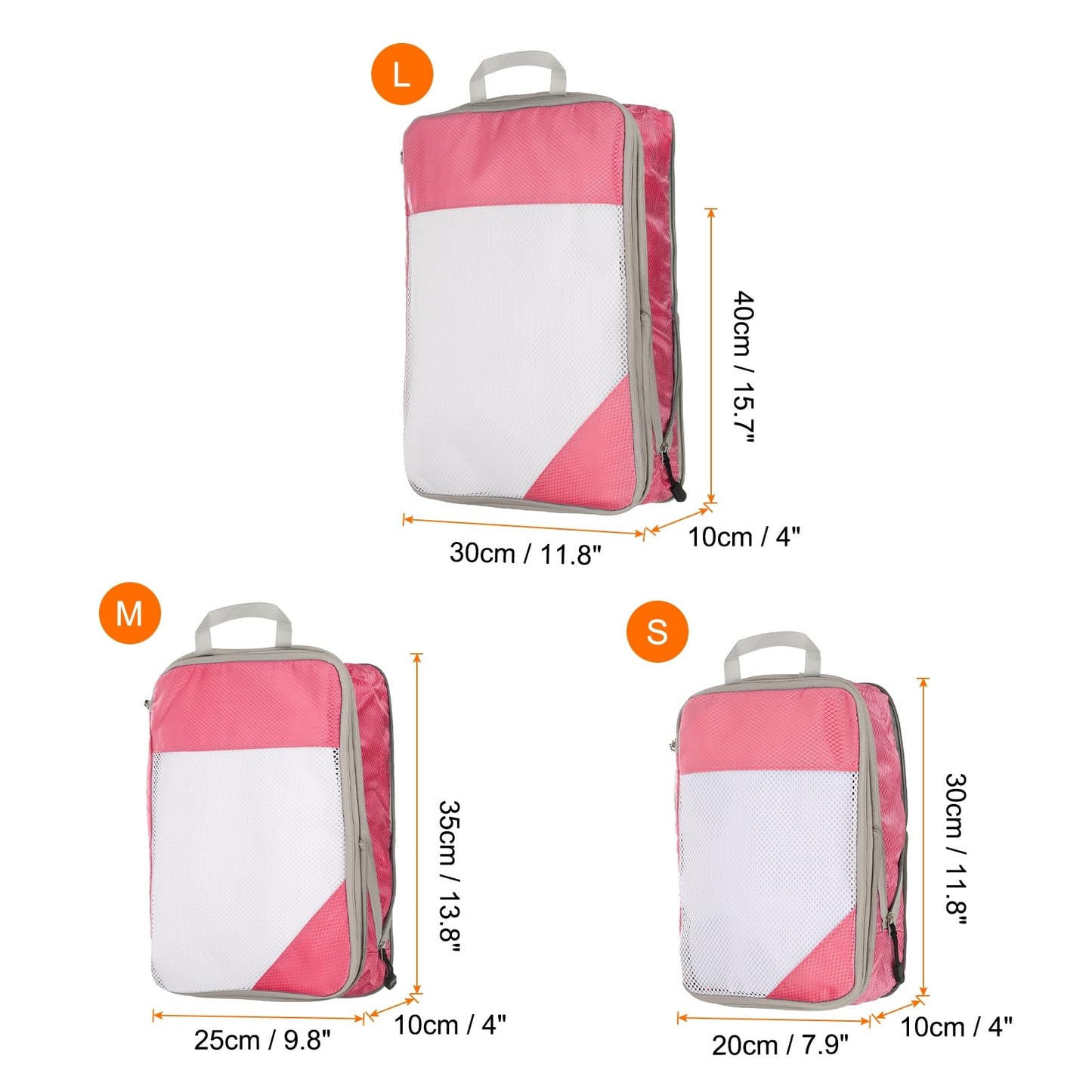 HARFINGTON 3pcs Compression Packing Cube for Suitcases Lightweight Luggage Organizers Bag Travel Essentials Compression Bags for Carry on Suitcases, Pink