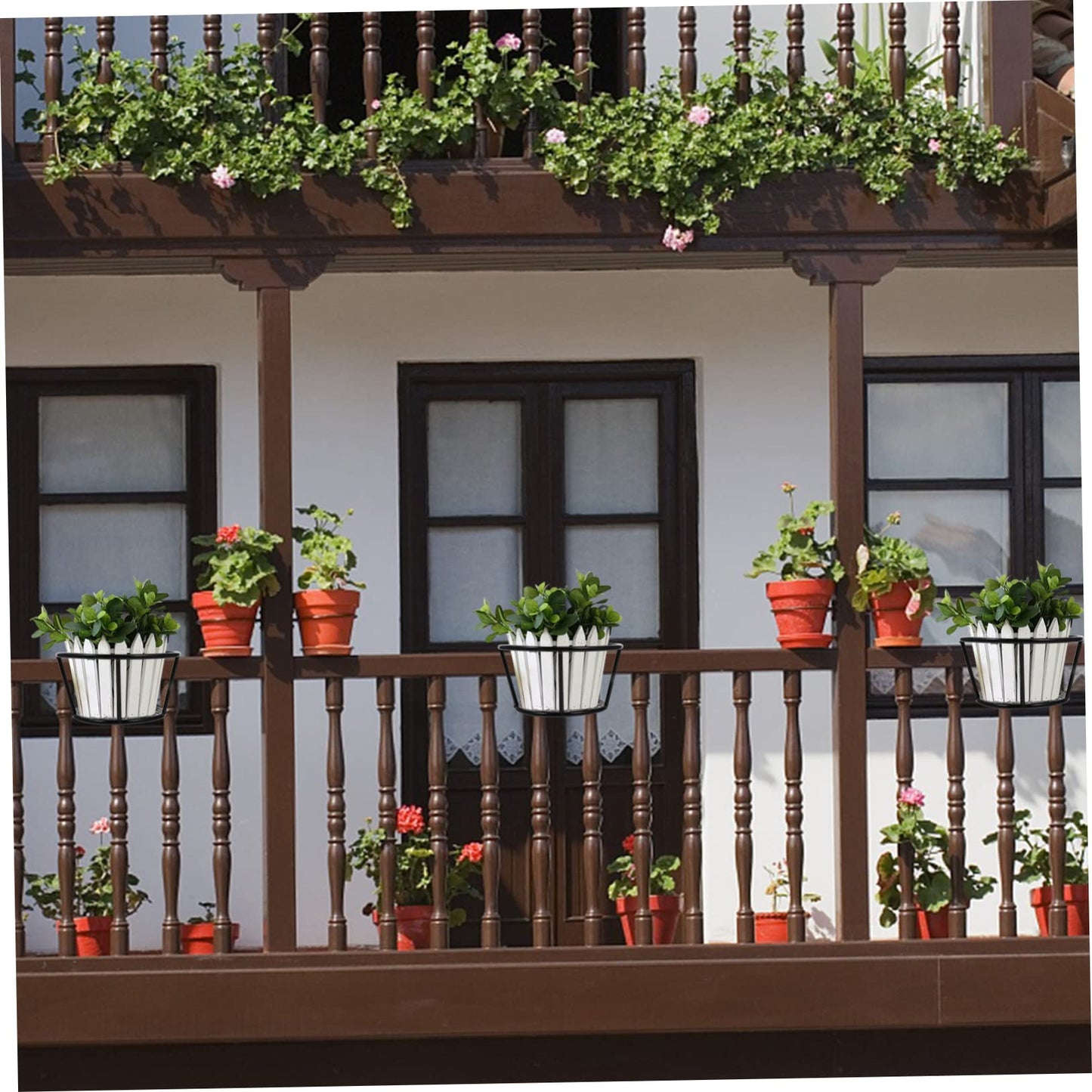 Hemobllo 2pcs Detachable Iron Flower Pot Stand Hanging Balcony Plant Rack for Home Decor Bonsai Storage Rack Ventilated Design for Indoor Outdoor Use