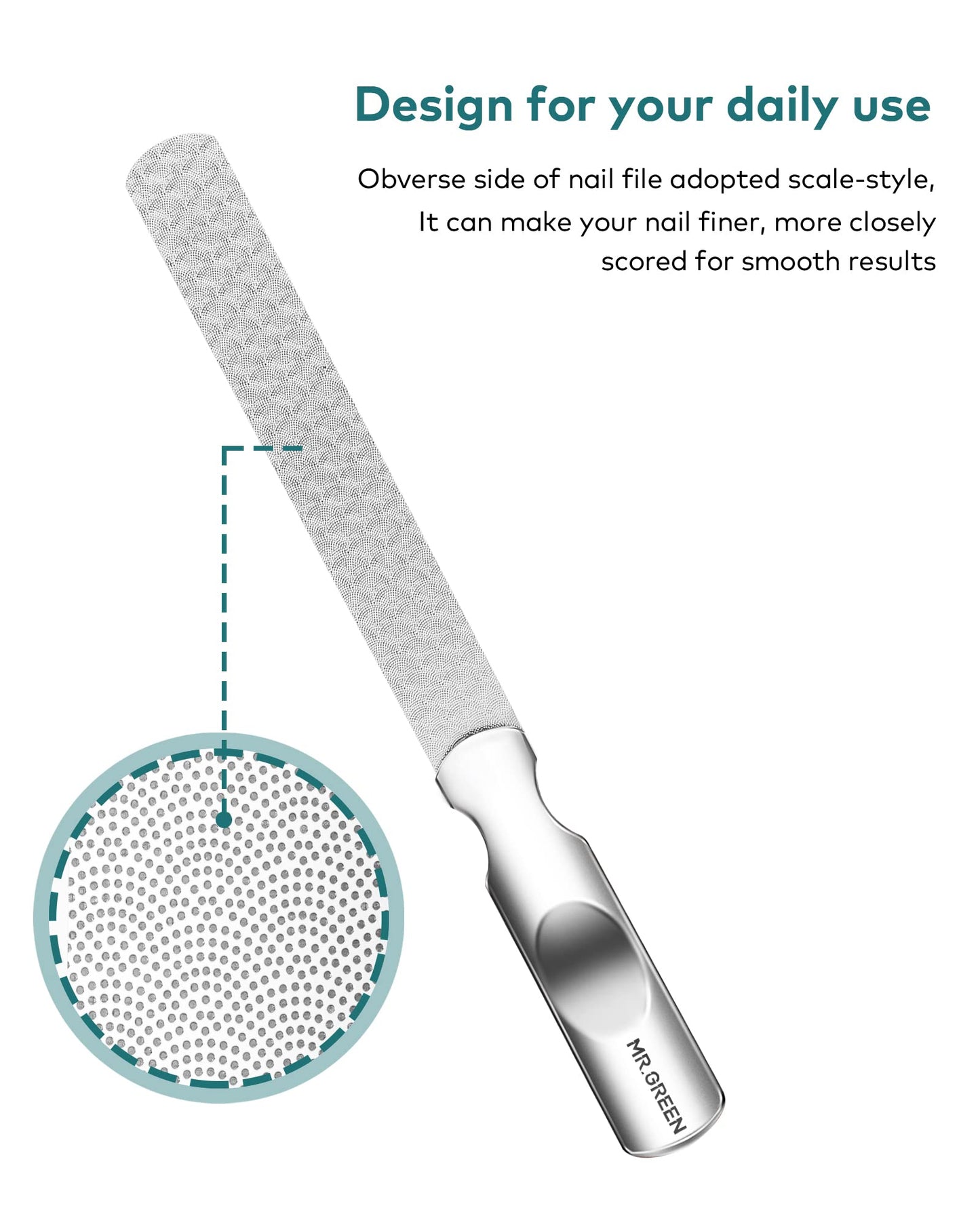 Nail File,Professional Double Sided Stainless Steel Nail File with Non-Slip Handle and Leather Case,Double Sided and Files Nails Easily for Men and Woman