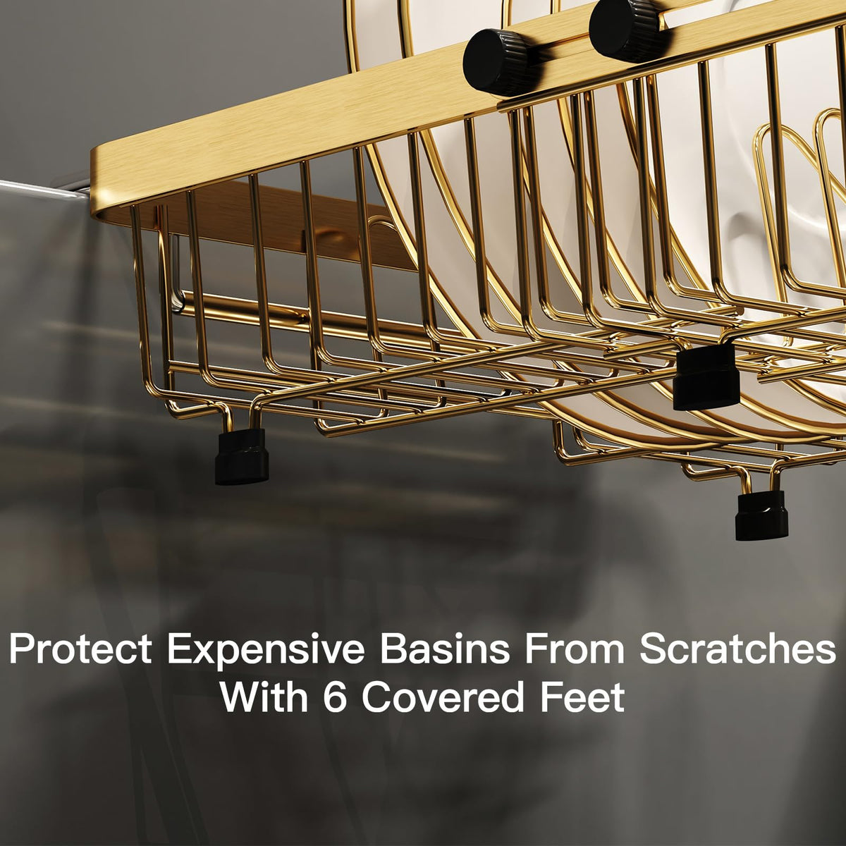 Gold Dish Drying Rack Over The Sink with Utensil Holder