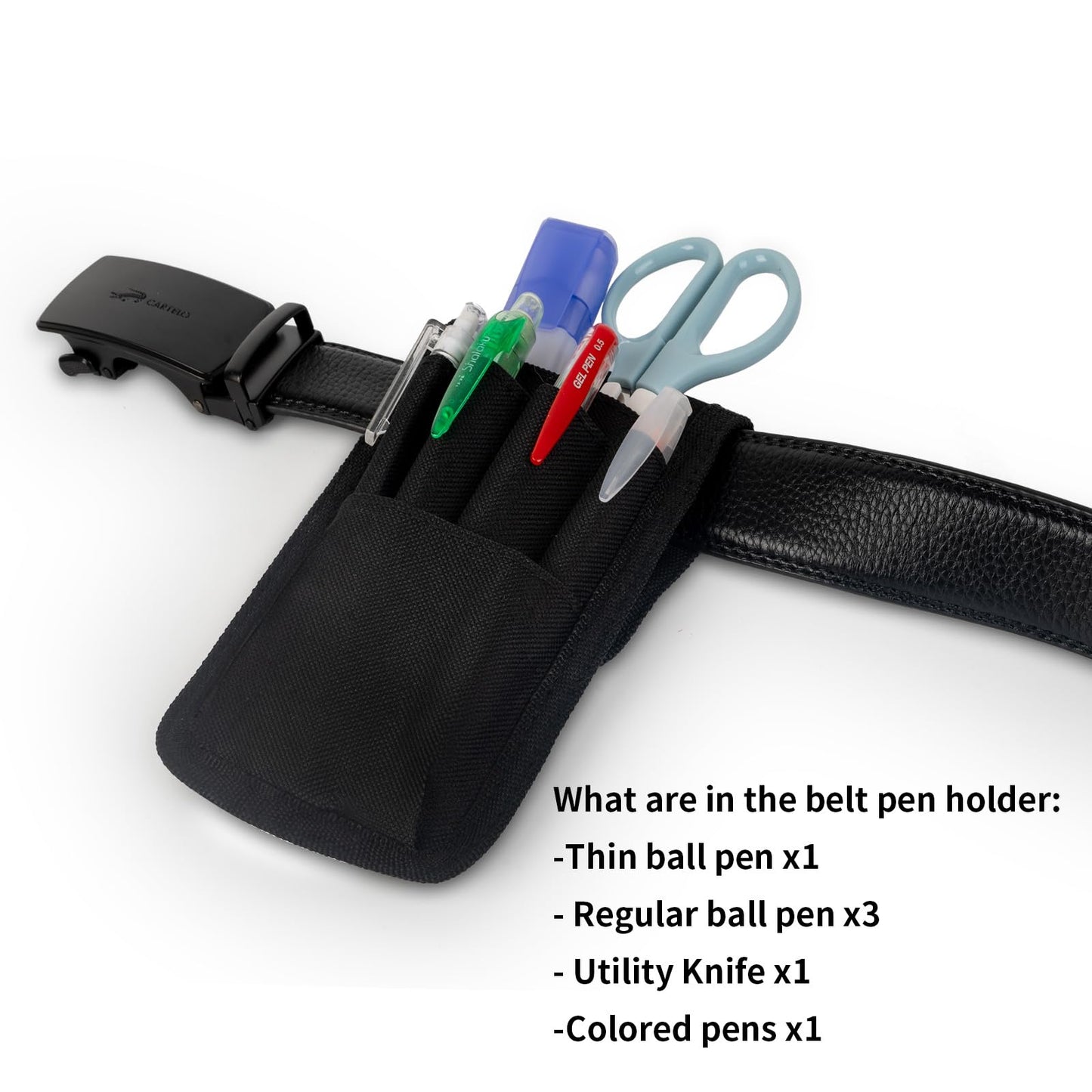 Belt Pen Holder, Tactical Pencil Cases Nylon Detachable Pen Pouch Pocket Organizer, Multifunctional Pocket Protectors Hold Pens, Rulers and Scissors