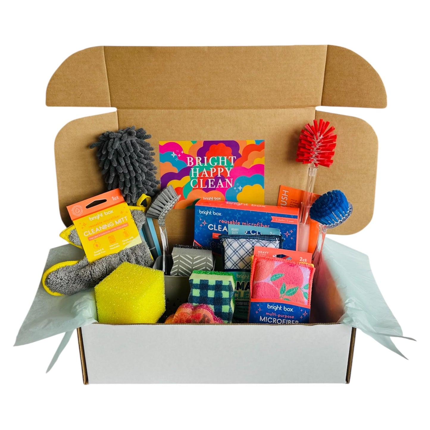 Bright Box Kitchen Scrub + Wipe Nylon Brush Summer Gift Cleaning Bundle Scratch Free, 20ct Multi-Color