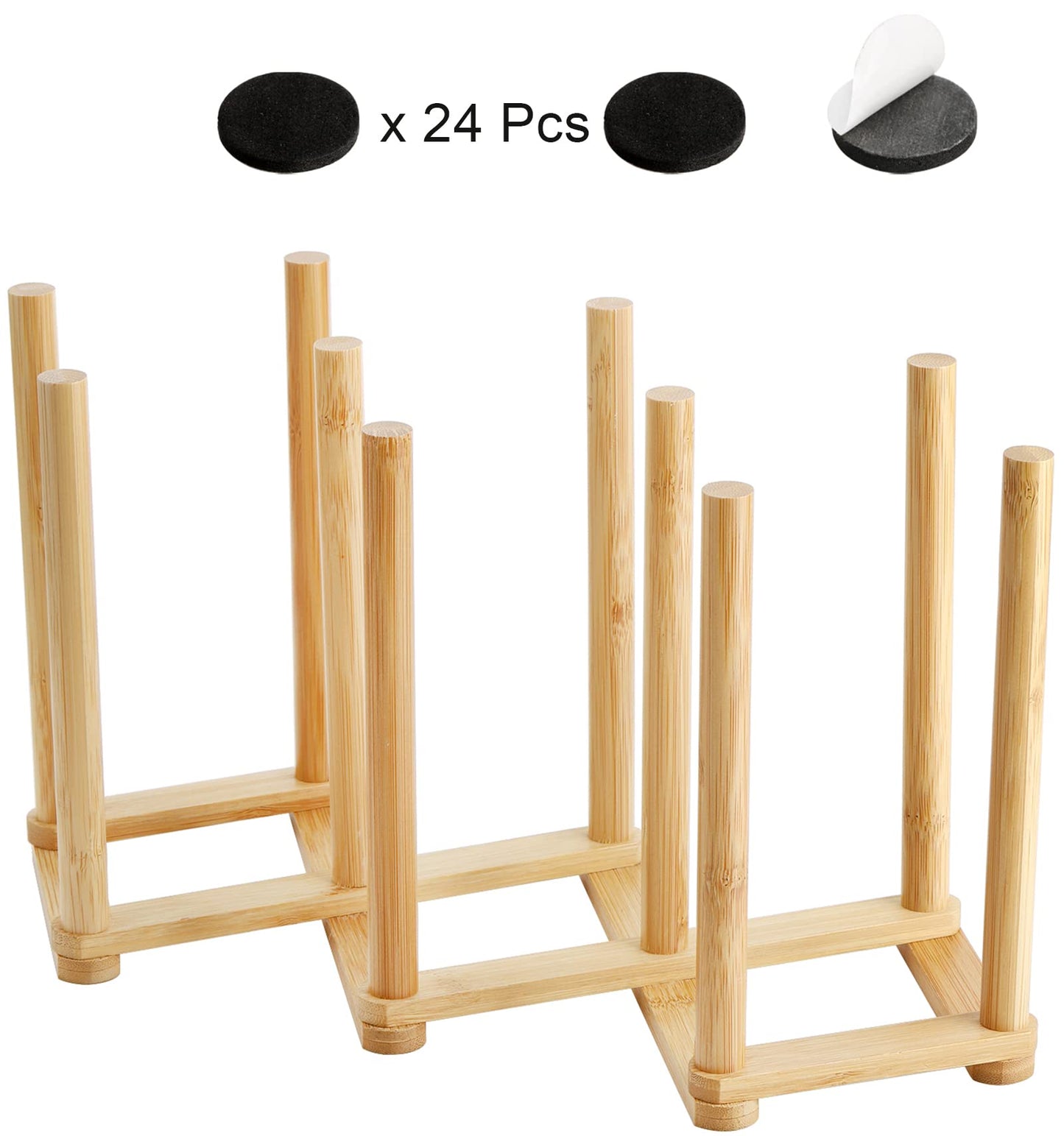 Yesland 2 Pack Wooden Bottle Drying Rack - Retractable Bamboo Dish Drying Rack Plastic Bag Drying Stander Holder for Water Bottles, Dish, Plate, Cup, Book, Pot Lid, Cutting Board, Reusable Baggies