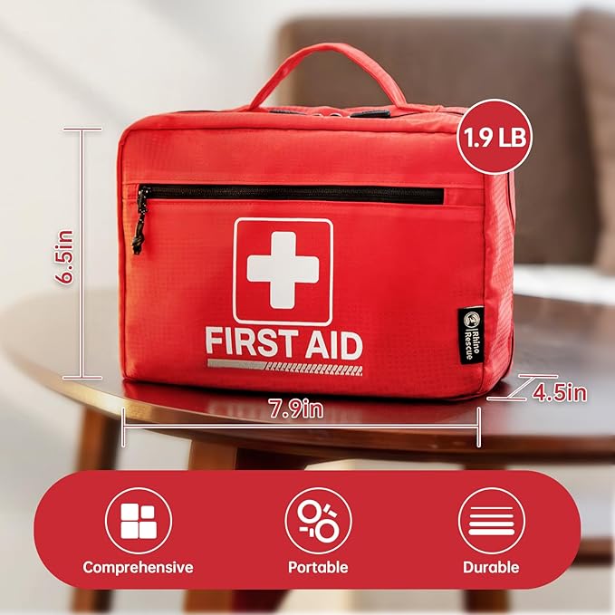 RHINO RESCUE 240 Piece All-Purpose First Aid Kit, Home & Office Professional Medical Supplies, Ideal for Emergency, School, Business, Car, Camping