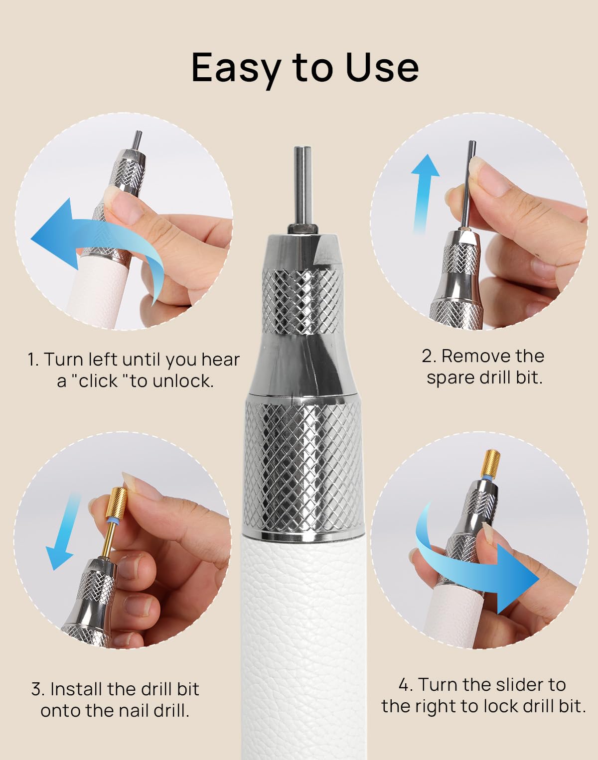 Professional Electric Nail Drill Machine - O NAIL 50,000 RPM E-File with LCD Display & Smart Control, 3mm Shank Bits Kit, Beginner Mode for Acrylic Gel Removal, for Home & Salon Use