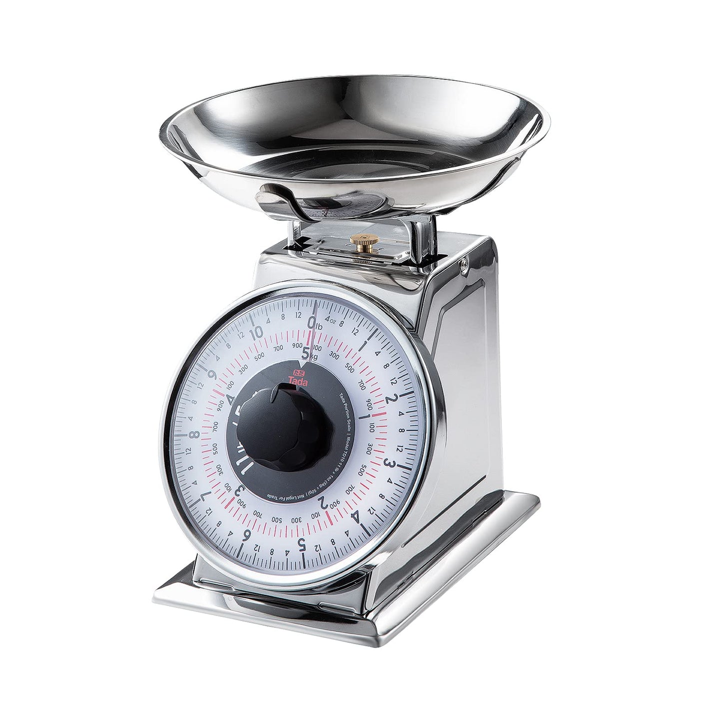 Tada 11lb Analog Mechanical Kitchen Weighing Food Scale with Bowl, Tare Function, Retro Style, Stainless Steel