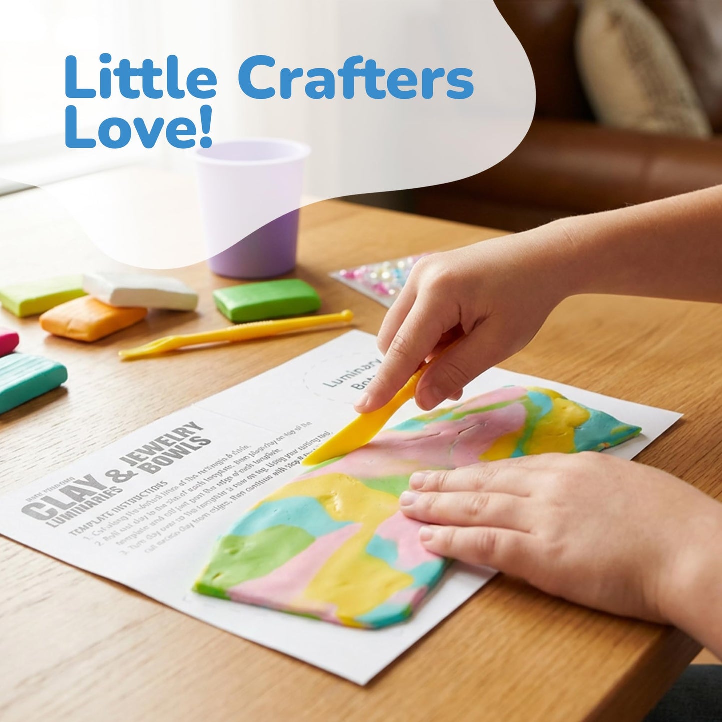 ArtCreativity DIY Clay Lanterns Making Kit - Makes 3 Lanterns and 3 Jewelry Bowls - Kids Lantern Making Kit with 12 Clay Packages, 3 Battery Tea Light Candles, Sticker Gems, and More Craft Supplies