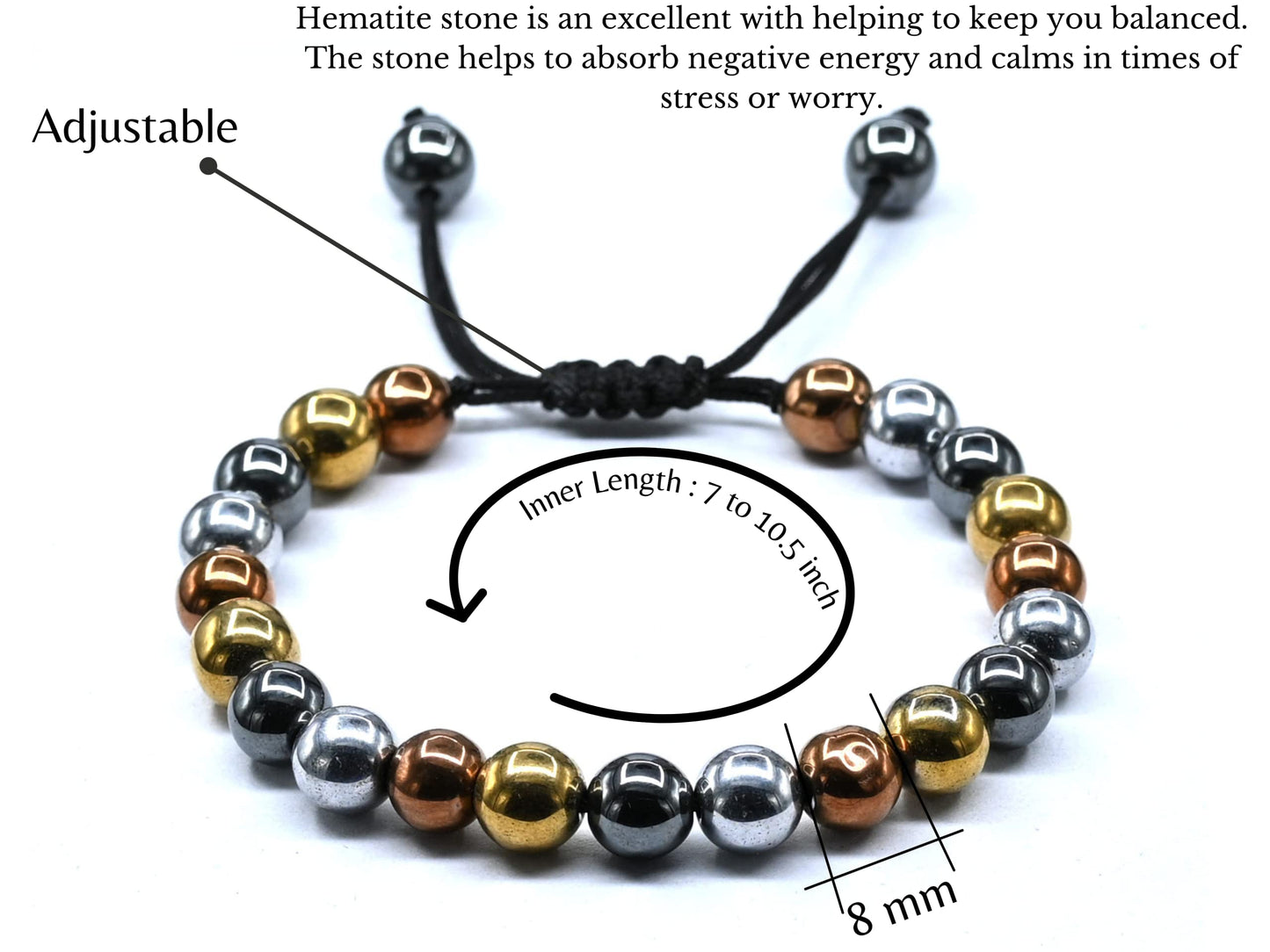 Amazing Gemstone Smoking Cessation Bracelet - Multi Hematite Bracelet Set for Men Women Healing Calming Anxiety Stress Relief Gifts (Adjustable)