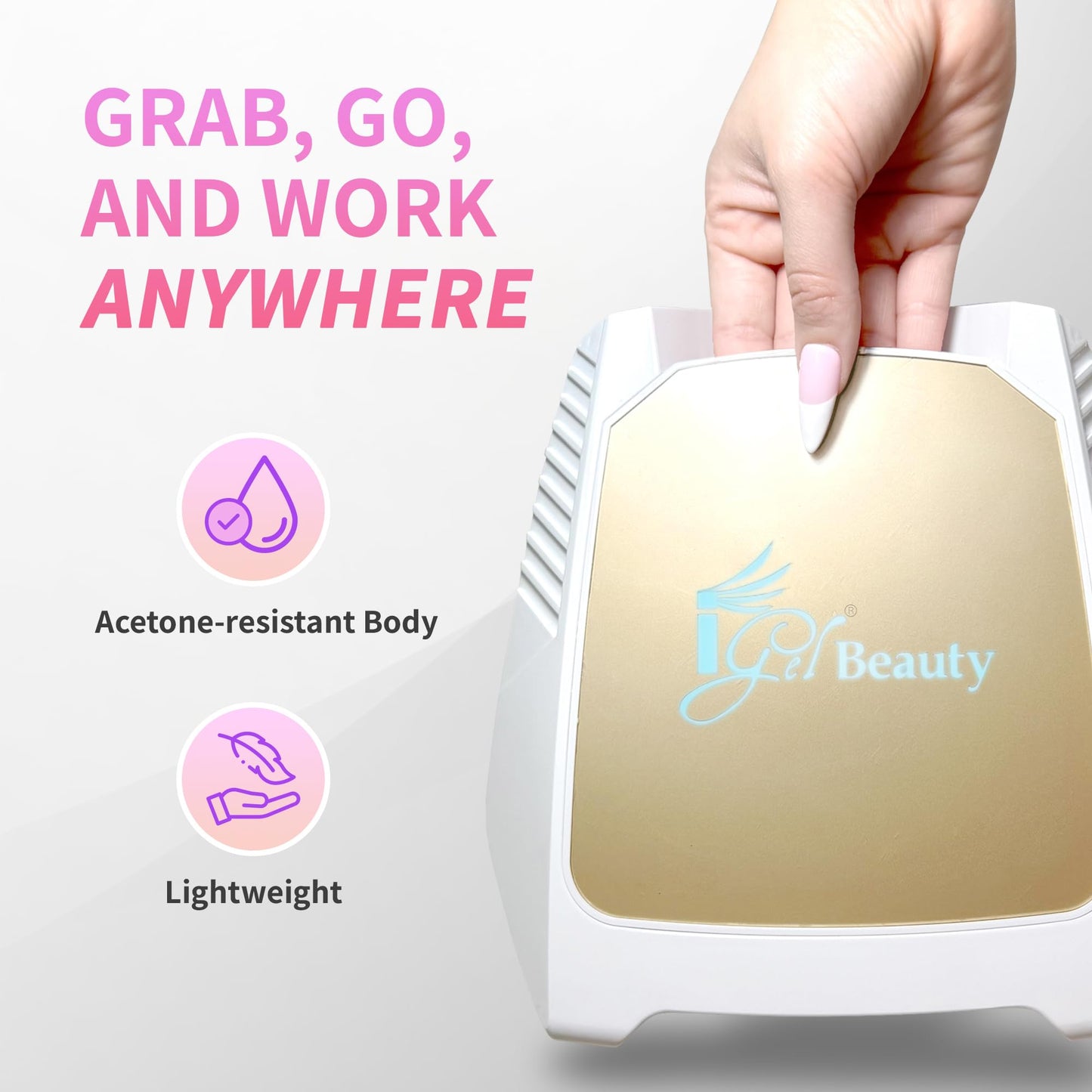 iGel Beauty Hybrid PRO 2.0 UV/LED Nail Lamp – 48W Wireless Rechargeable Nail Dryer, Full Hand Curing, Smart Motion Sensor, Removable Tray, Cordless Gel Lamp for Manicure & Pedicure