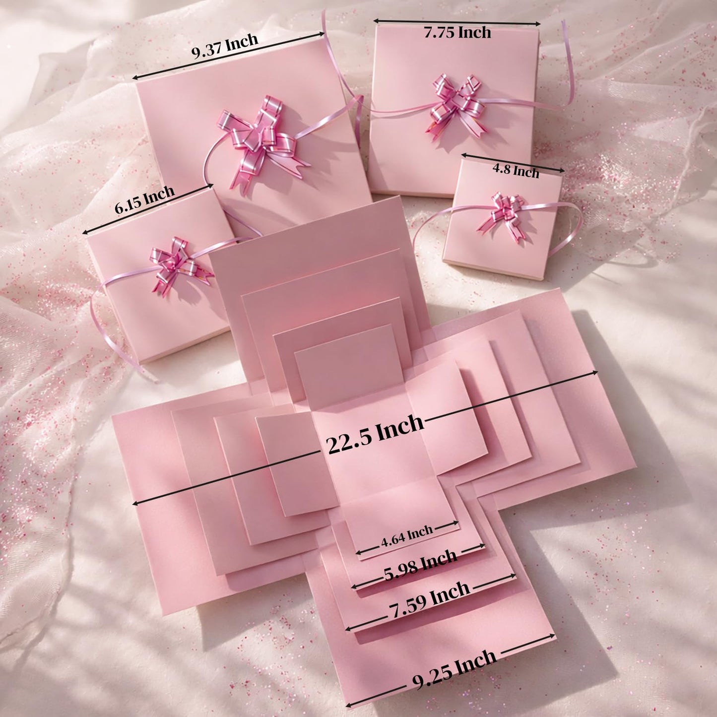 4-Layer Explosion Gift Box, 10''x10''x7'' Pink Creative Gift Boxes for Presents, DIY Surprise Gift Box Explosion for Birthday Birthday Easter Mother's Day and Father's Day Anniversaries (Pink)
