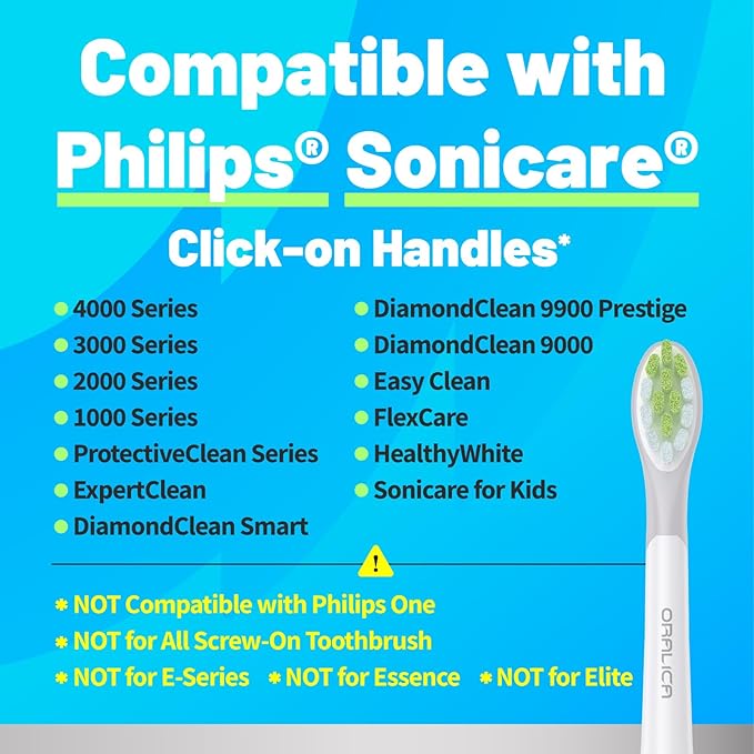 Japanese Brand Whitening Replacement Toothbrush Heads, Compatible with Philips Sonicare Click-on Handles, 10 Pack, Medium, with Tongue Cleaner (CA668, White)