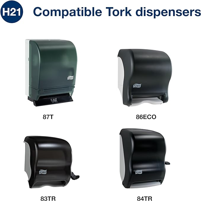 Tork Universal Hand Towel Roll White, Compatible with H21 Dispensers, 100% Recycled Fiber 6 Rolls x 800 Ft (RB8002)