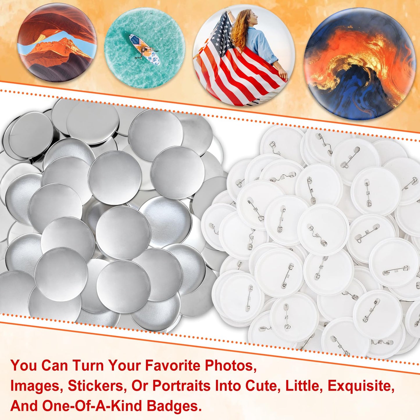 100 Sets 75mm Button Maker Supplies, 3 Inch Button Supplies Blank Badge Parts Includes Metal Covers, Plastic Backs& Clear Film, Compatible with Button Maker/Pin Press Machine