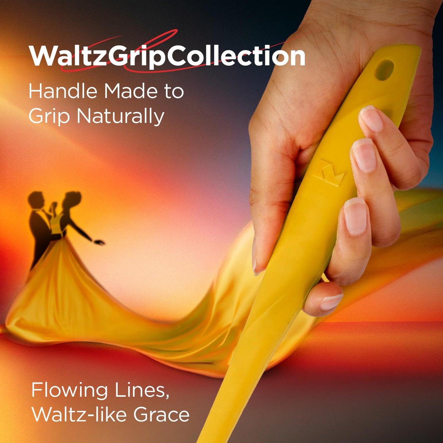 Kitchen Mama WaltzGrip Platinum Silicone Scraping Spatula: Heat Resistant, Seamless, Non Stick for Frying Pan Cookware, Safe, Flexible Bowl Scraper - Ideal for Mixing, Baking, Stirring (Yellow)