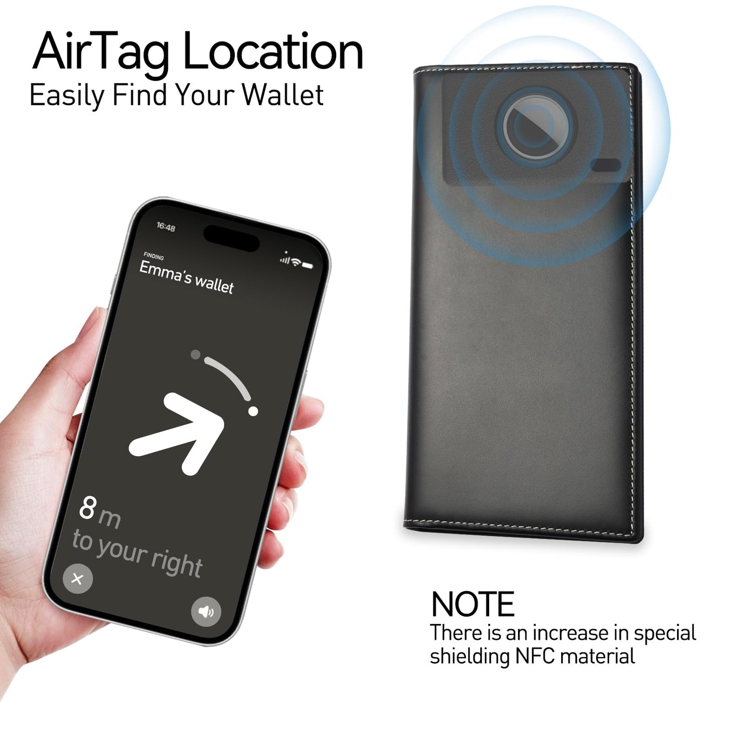 Travel Wallet Passport Holder RFID Blocking Genuine Leather Cover with Smart Tracker Slot RFID Passport Wallet for Family Use (Black)