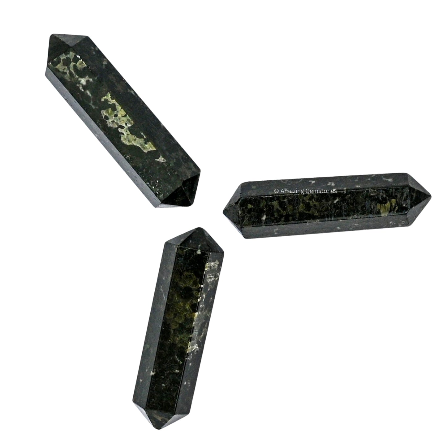 Amazing Gemstone Nuummite Crystal Points Bulk Healing Crystals & Stones - Pack of 3 Double Terminated Healing W& Point Bulk Crystals for Crafts, Crystal Grid, DIY Work - Premium Crystals