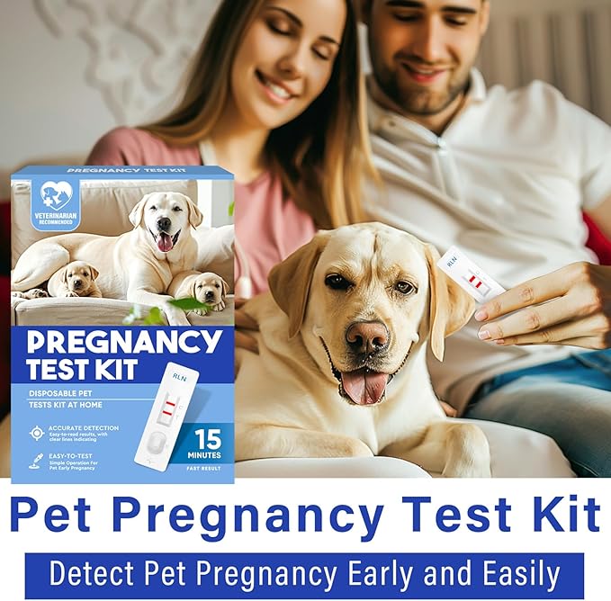 Dog Pregnancy Test Kit at Home, Accurate and Convenient Dog Pregnancy Test,15 Minute Results Pregnancy Test Strips for Dog & Cat
