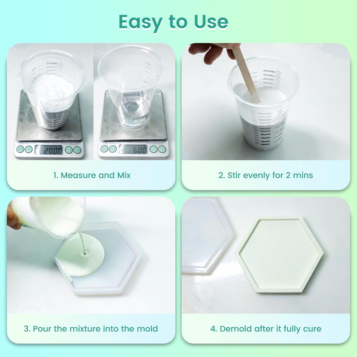 Vivresina Casting Powder 1000g, Fast Curing 30 Minutes Demold, Water Activated Plaster Powder Casting Kit for DIY Home Art, Easy Mix & Self Leveling