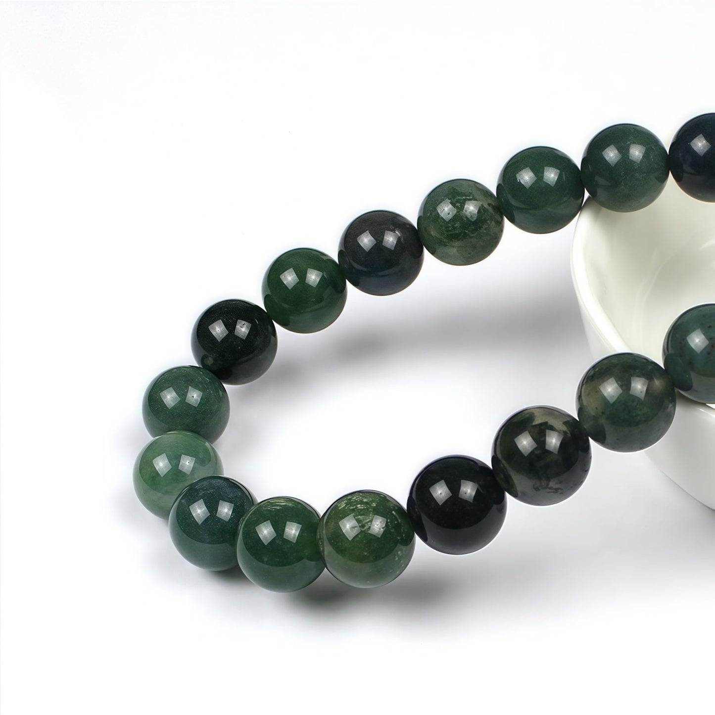 MJDCB Natural Moss Agate Round Crystal Energy Stone Beads Healing Power for Jewelry Making (6mm)