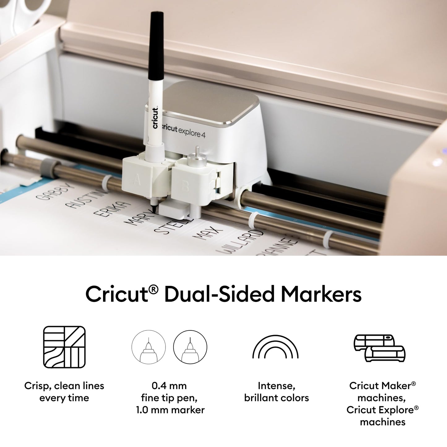Cricut® Dual-Sided Markers, Ultimate Marker Set (22 ct) - 1.0mm Marker Tip + 0.4mm Fine Point Pen Tip - For use with Maker, Explore, & Venture Machines