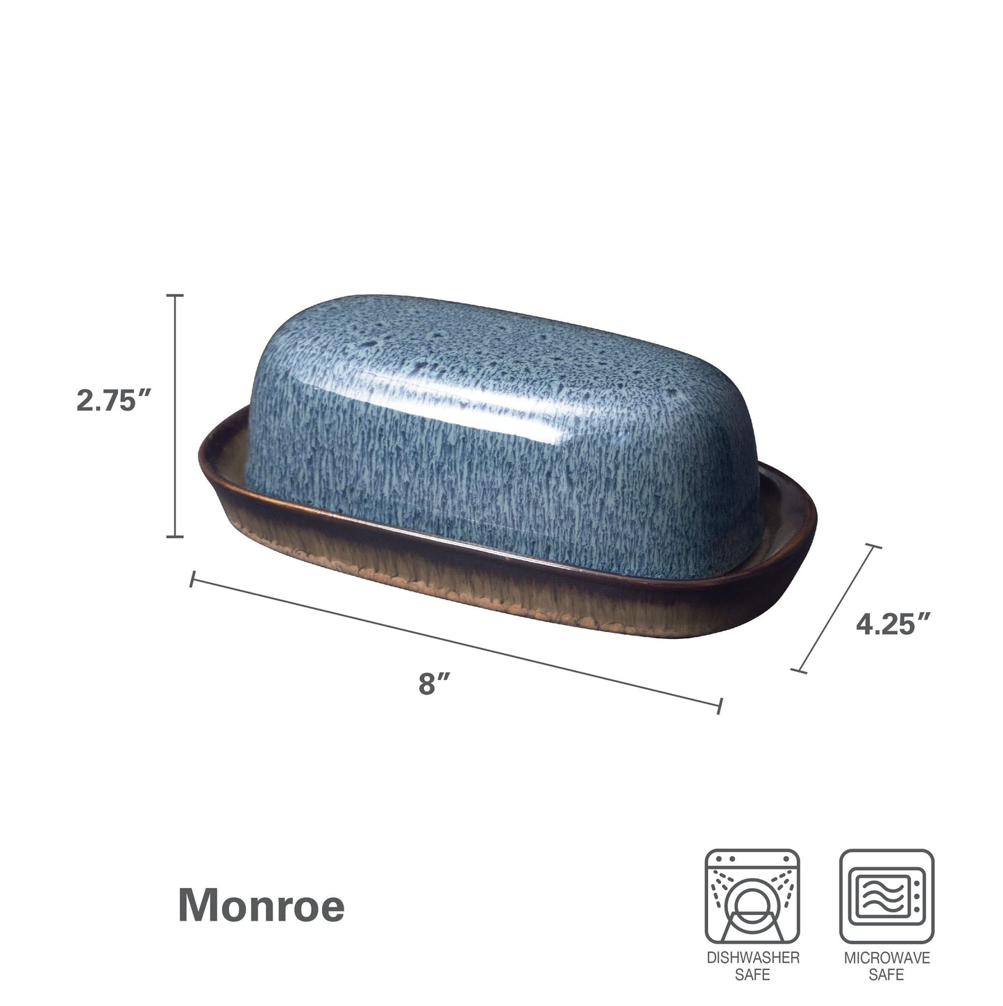 Pfaltzgraff Monroe Blue Covered Butter Dish, 8-Inch